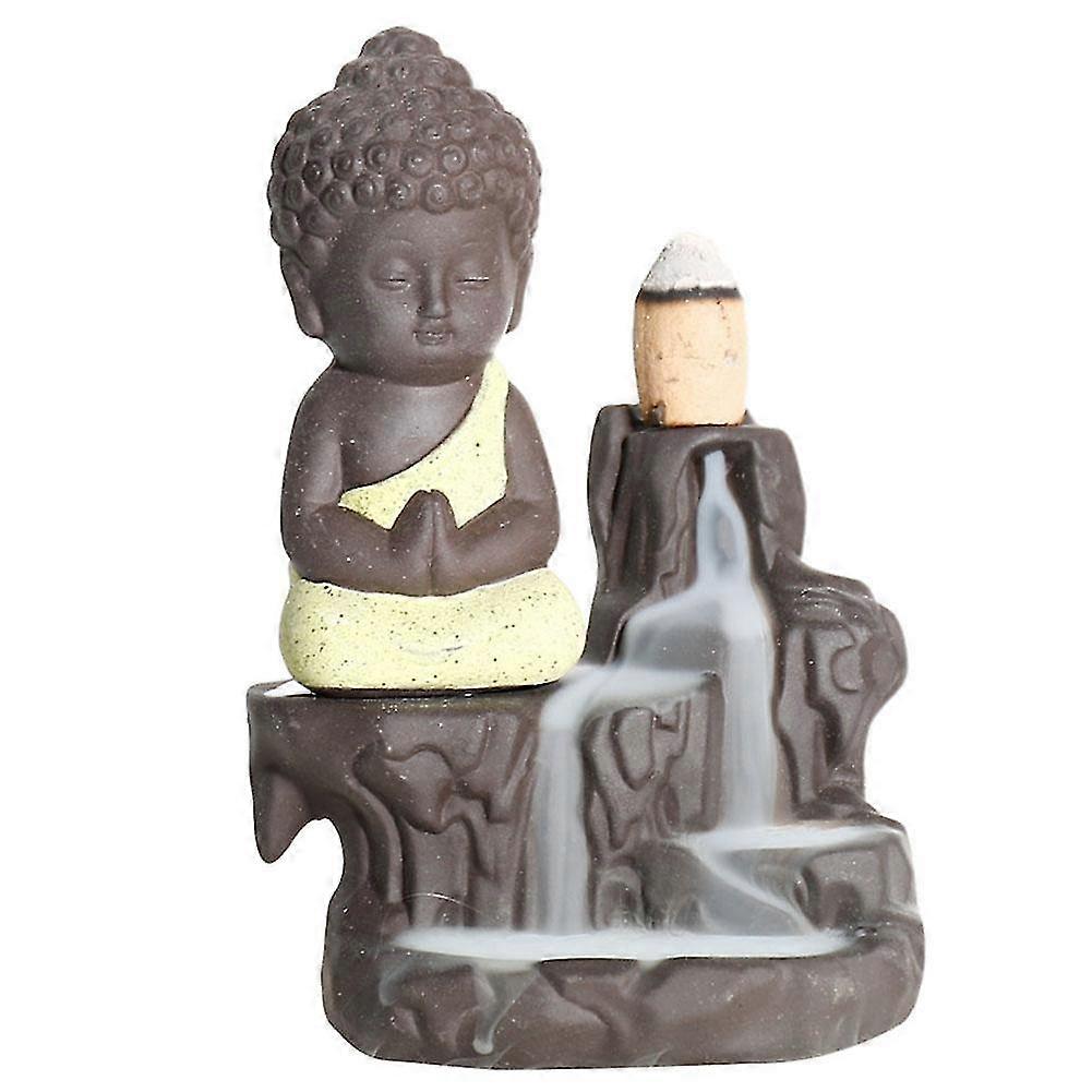 Monk Ceramic Buddha Backflow Incense Burner, Cones Home Teahouse Table Decor