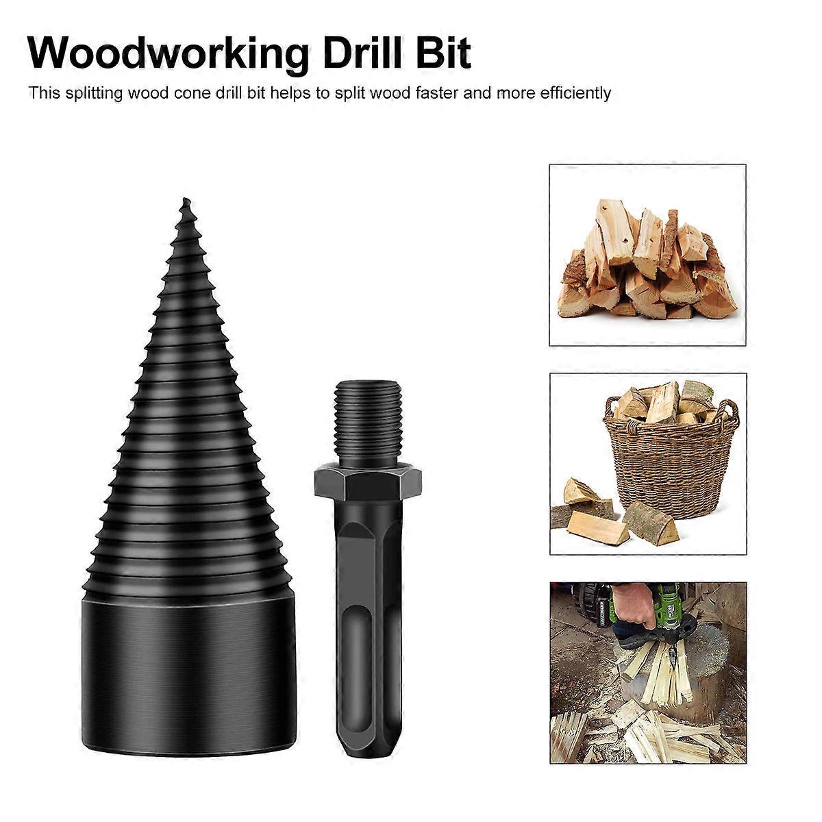 Wood Cone Drill Bit 3Pcs for Woodworking Diy Projects and Outdoor Work Black High Speed Steel