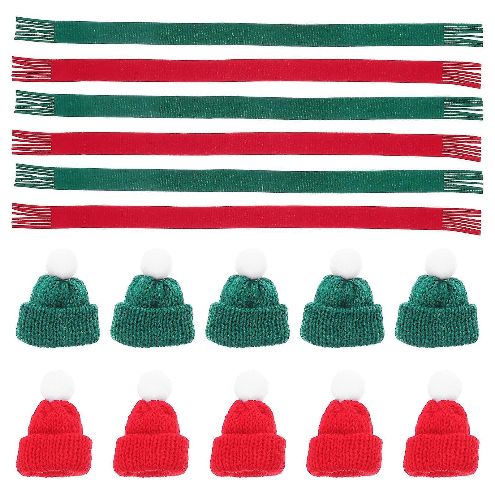 Mini Christmas Hat and Scarf Set for Decor with 20Pcs Assorted Colors