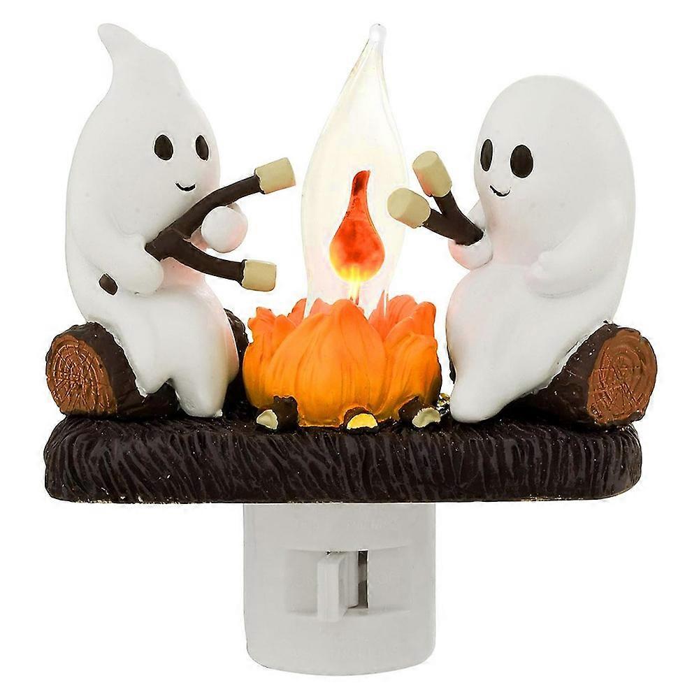 Cute 3D Ghost Campfire Simulation Flickering Night Light Halloween Gift Indoor Decoration