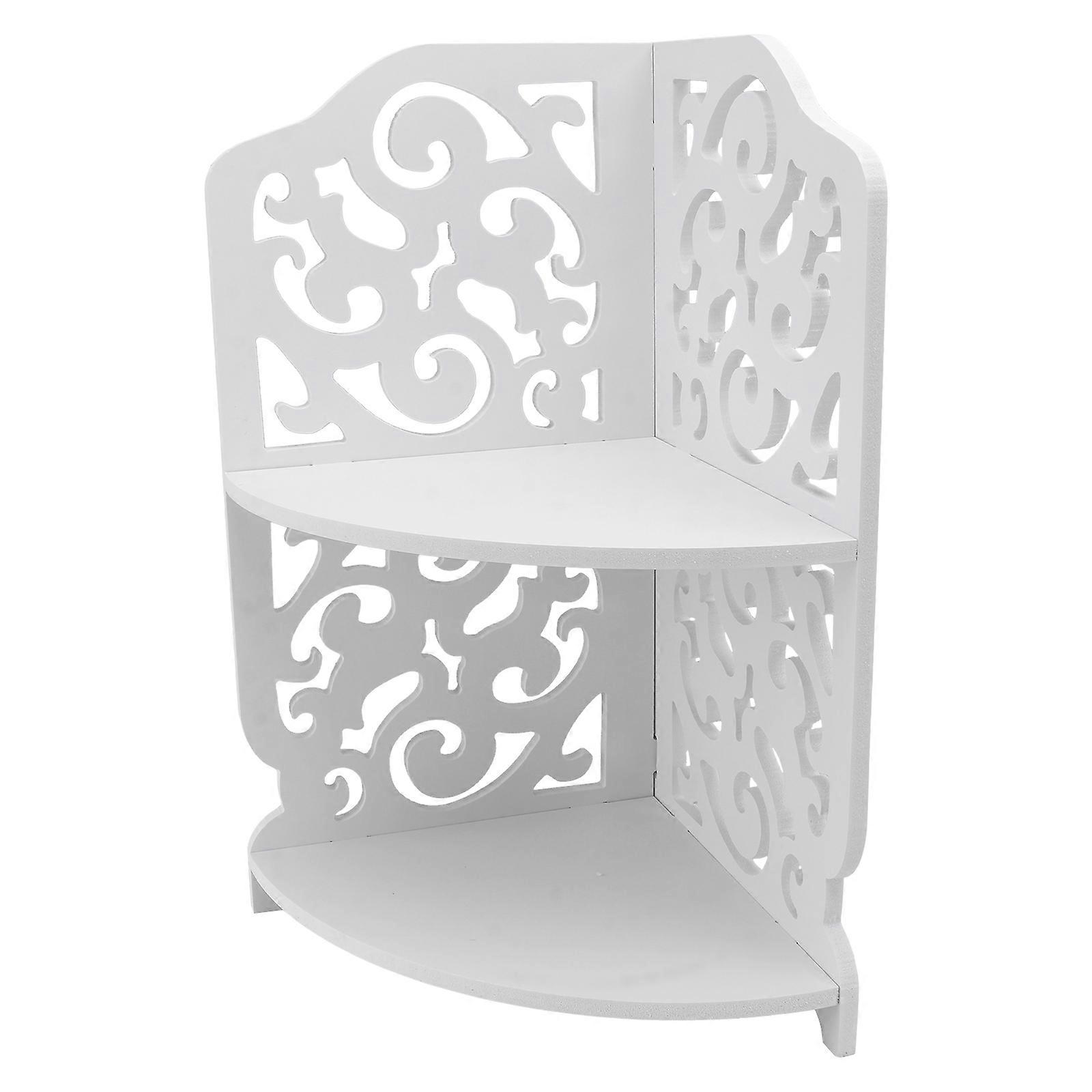 Storage Rack Two-Layer Storage Rack for Bathroom Use 1Pcs White Wood Plastic