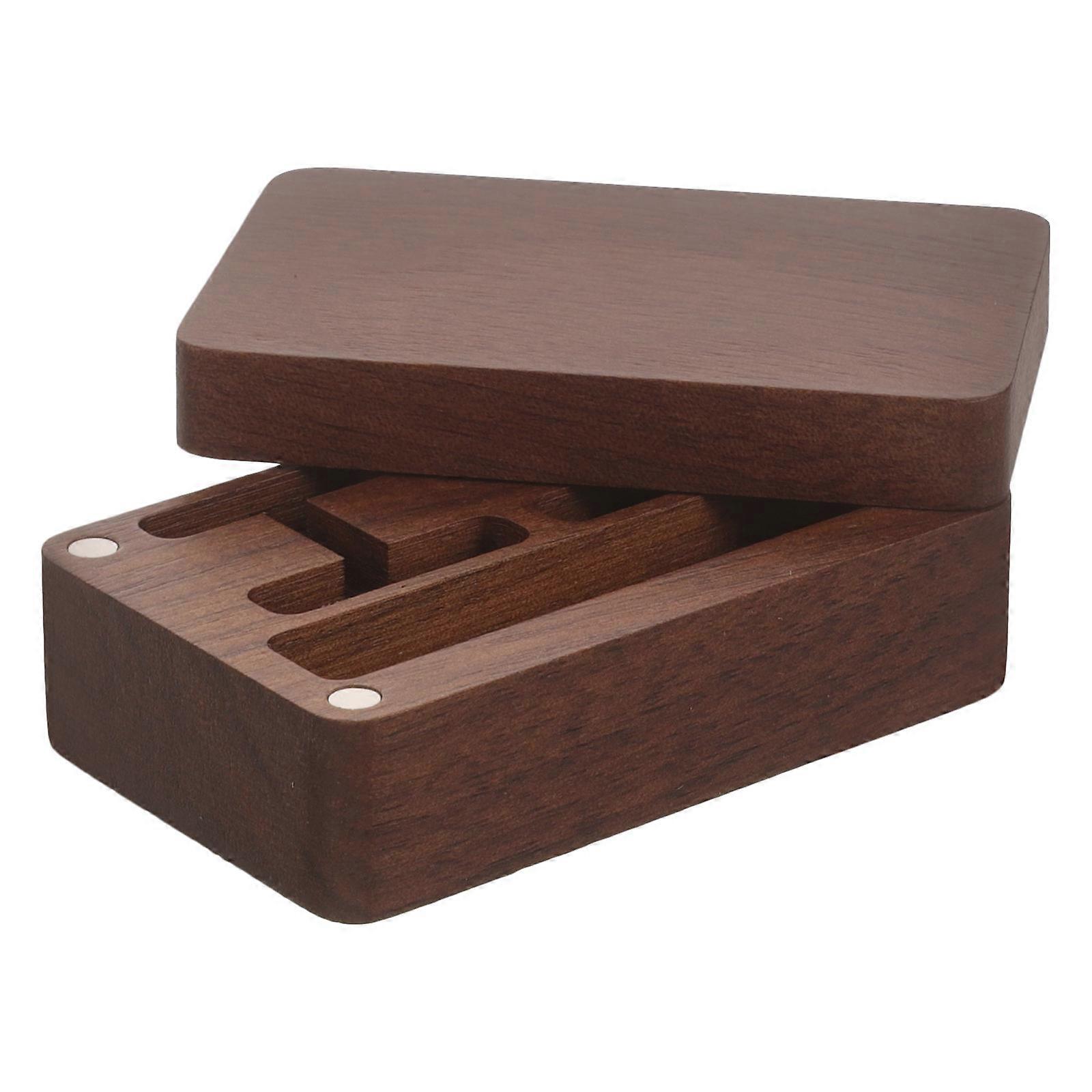 Rectangular Wooden Cufflink Organizer For Men Daily Use 6.50X4.00X2.40CM Compartment Design 4Pcs