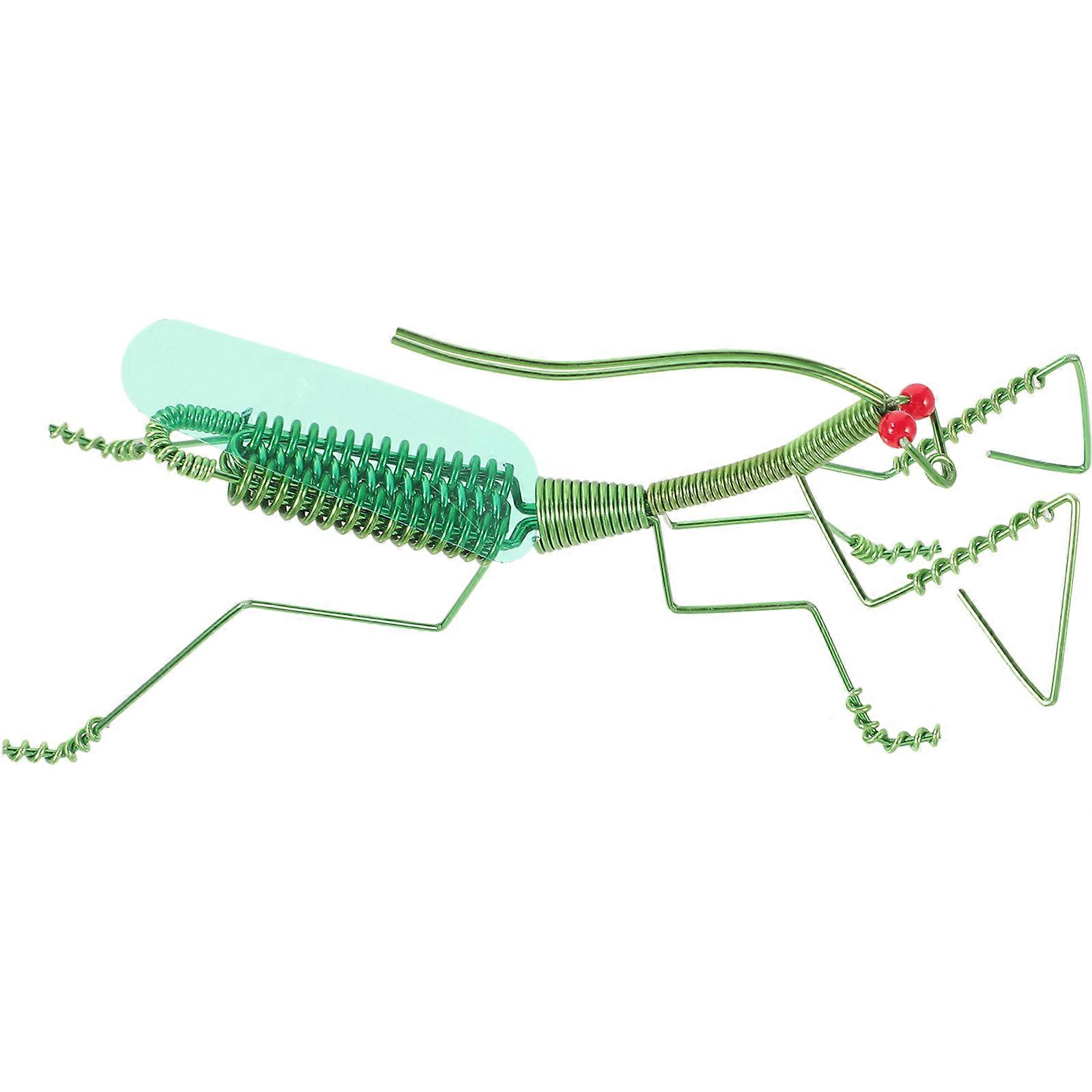 Green Aluminum Wire Mantis Statue for Desktop Decoration 3Pcs Set