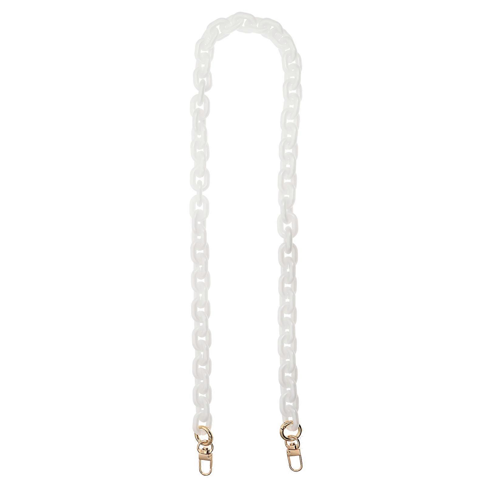 Shoulder Bag Strap White Resin Chain Replacement with Metal Buckles 3Pcs