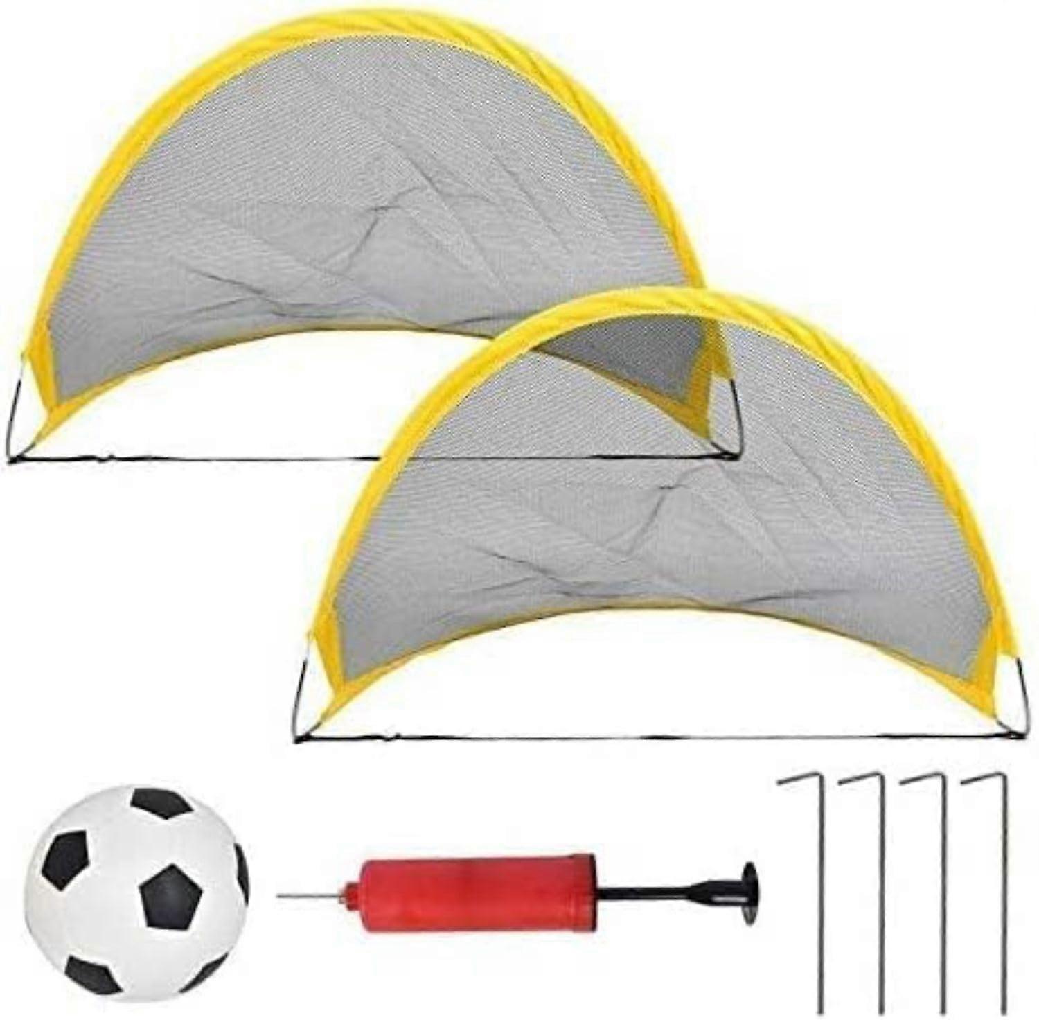 Kids Junior 2x Instant Pop Up Portable Football Soccer Goals Nets Indoor Outdoor Practice Set 120x86x86cm Ball Pump Pegs
