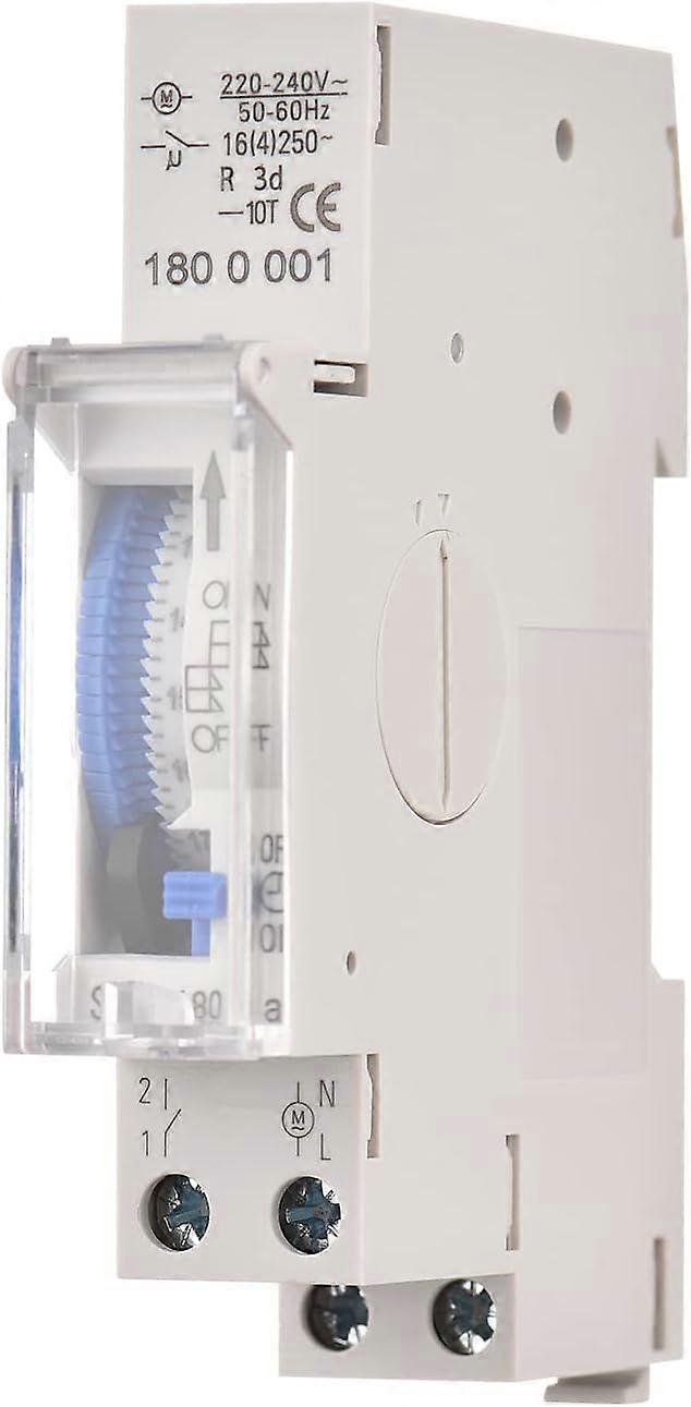 24 Hour Mechanical Timer 15 Minute Minimum Timer Rail Mount Built-in Battery, SUL180a AC220-240V Grey - SUL180a AC220-240V Grey FDC