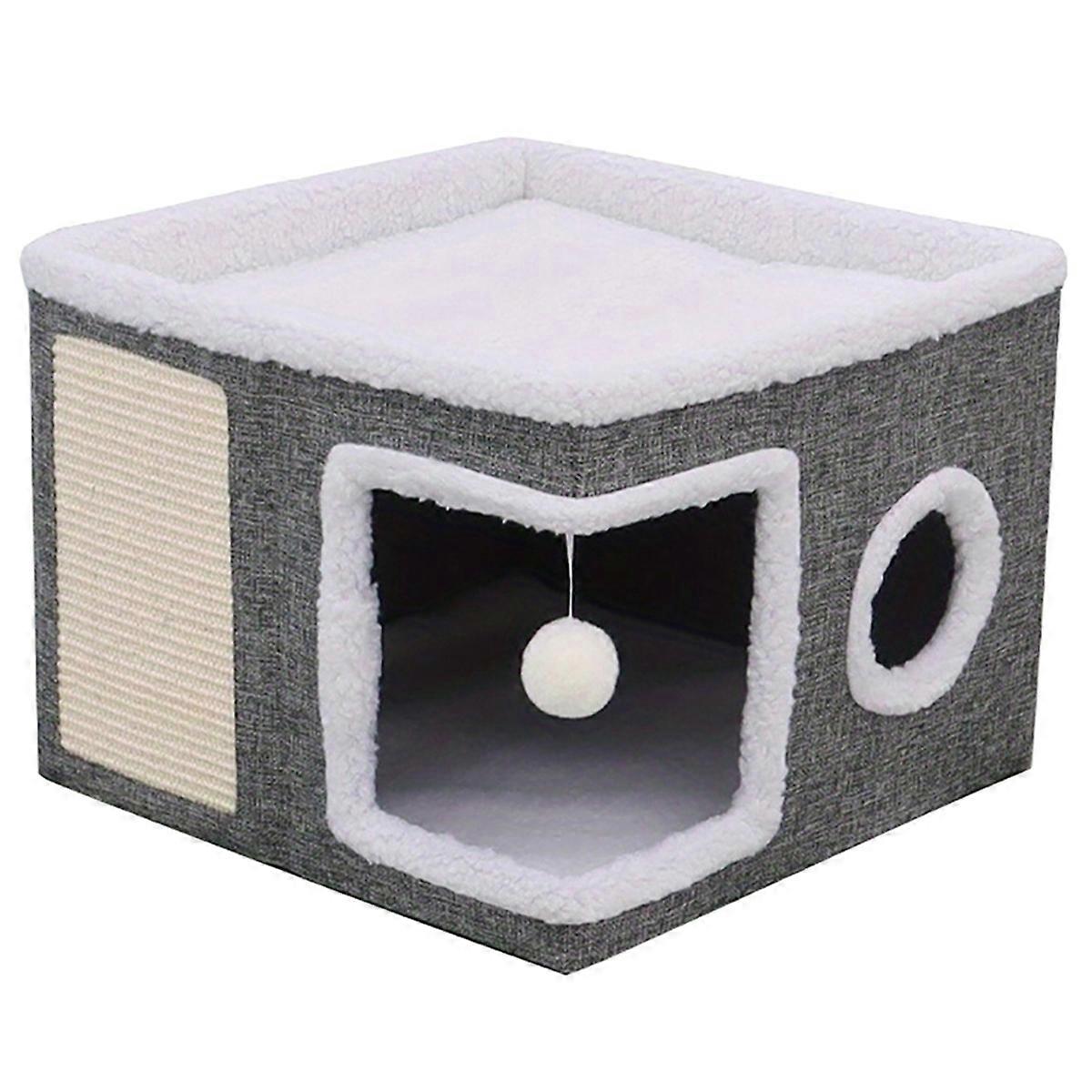4-Season Multi-Level Cat House Indoor Foldable Cat Cave