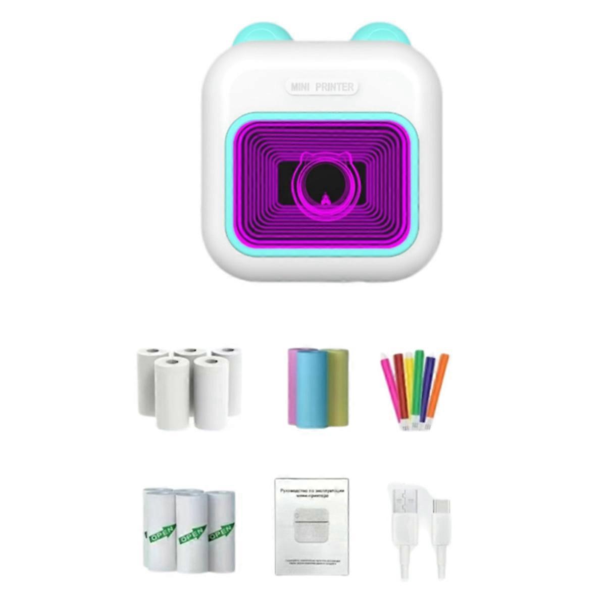Mini Sticker Printer RGB Light Bluetooth Pocket Inkless B