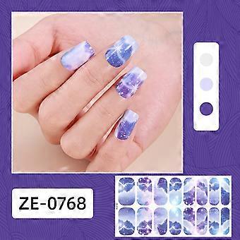 Neue 16-Finger Französisch süße Blume Nagellack Film Nagel Aufkleber Flash Laser Nail Art Aufkleber volle Aufkleber ZE-0768 nackte Stück + Nagelfeile