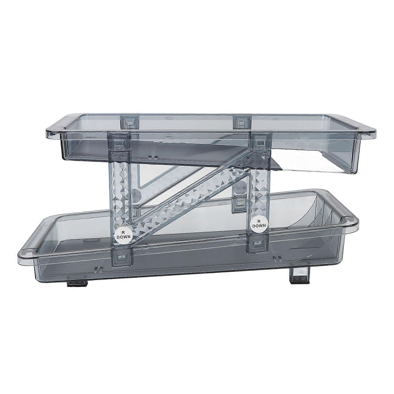 Rolling Soda Can Organizer 2 Layer Expandable Automatic Rolling Beverage Dispenser Beer Can Holder for Refrigerator Pantry Freezer Blue