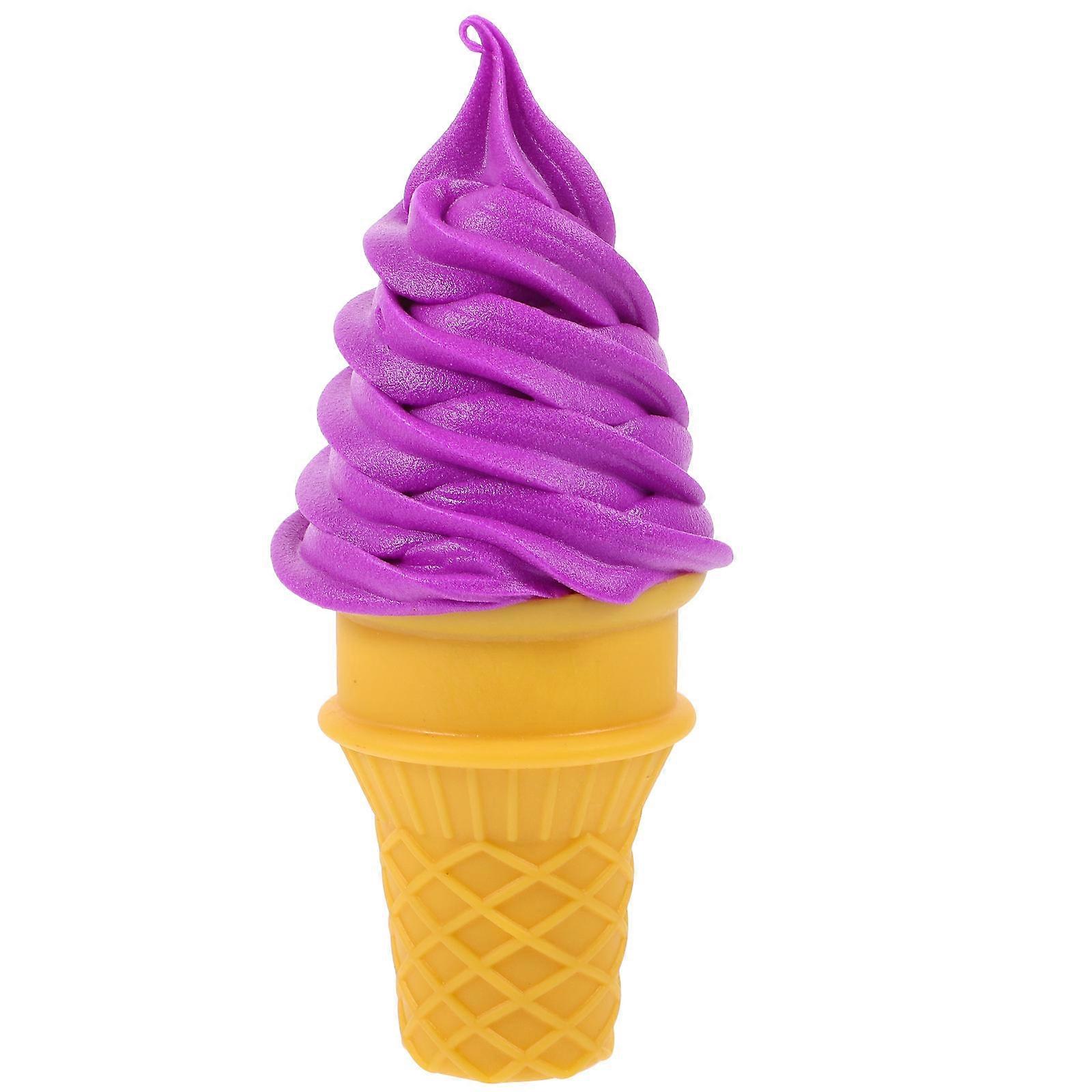 Display Ice Cream Model for Shop Decor 2Pcs Plastic Purple Cone