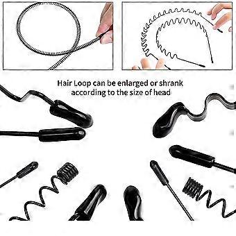 XINGZHE Metall-Stirnband Unisex – Schwarz, Elastisch, Rutschfest, 36 Cm Umfang, 1,3 Cm Breit