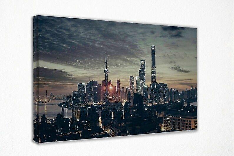 Shanghai Skyline, Canvas Wall Art Print |  Print Decor for Home & Office Decoration I Poster, READY TO HANG-wahahaaa888