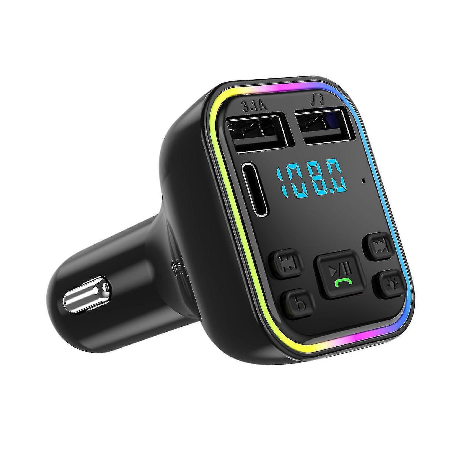 Car Bluetooth 5.0 Wireless Handsfree Car Fm Transmitter Receiver Radio Mp3 Adapter Player 2 Usb+pd Charger Kit