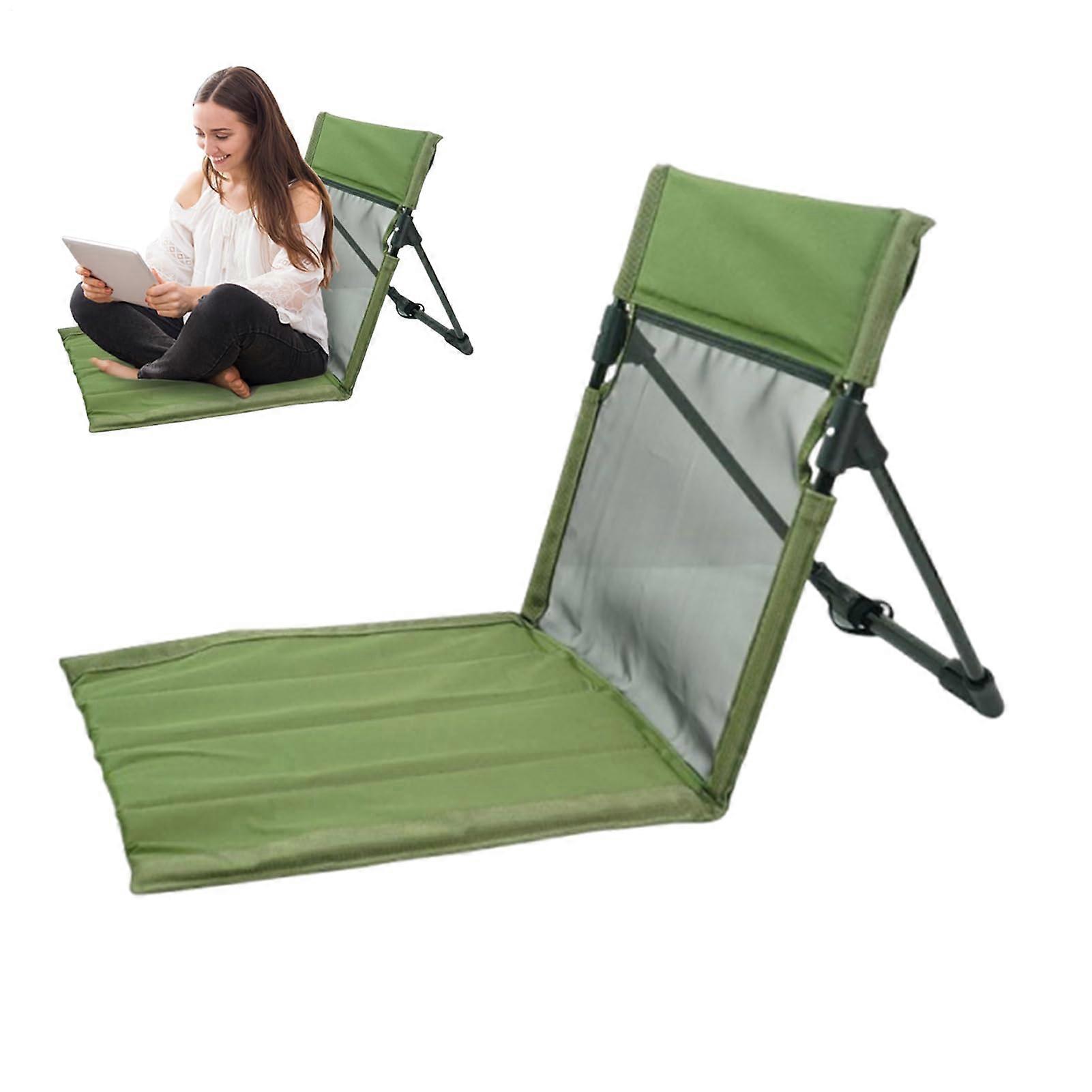 Outdoor Folding Chair Backpacking Chair With Backrest Portable Floor Seat For RV Tailgating Hiking Beach Picnic Green
