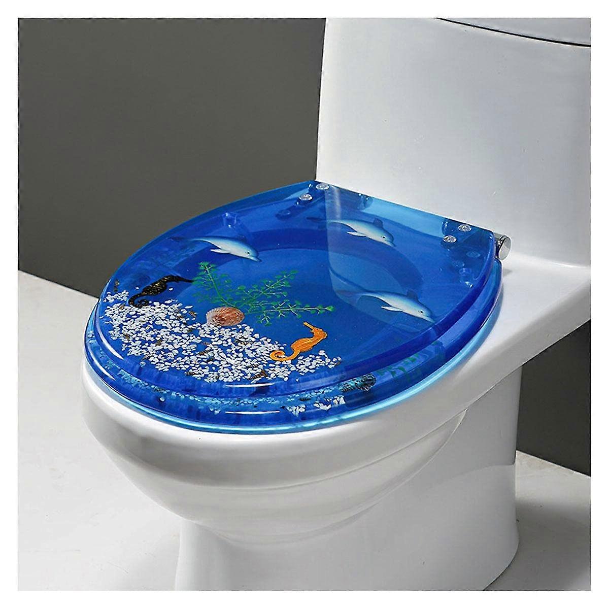 Ocean Series Resin Toilet Seat HeavyDuty SlowClose With Real Seashells And Sand Universal Fit U/V/O Type Toilets