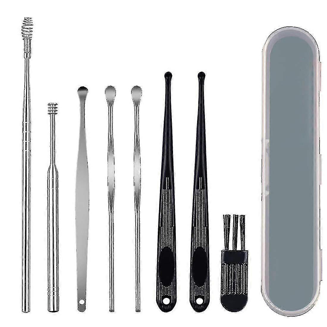 Stainless Earplugs And Wax Cleaning Tool Set, With Storage Box