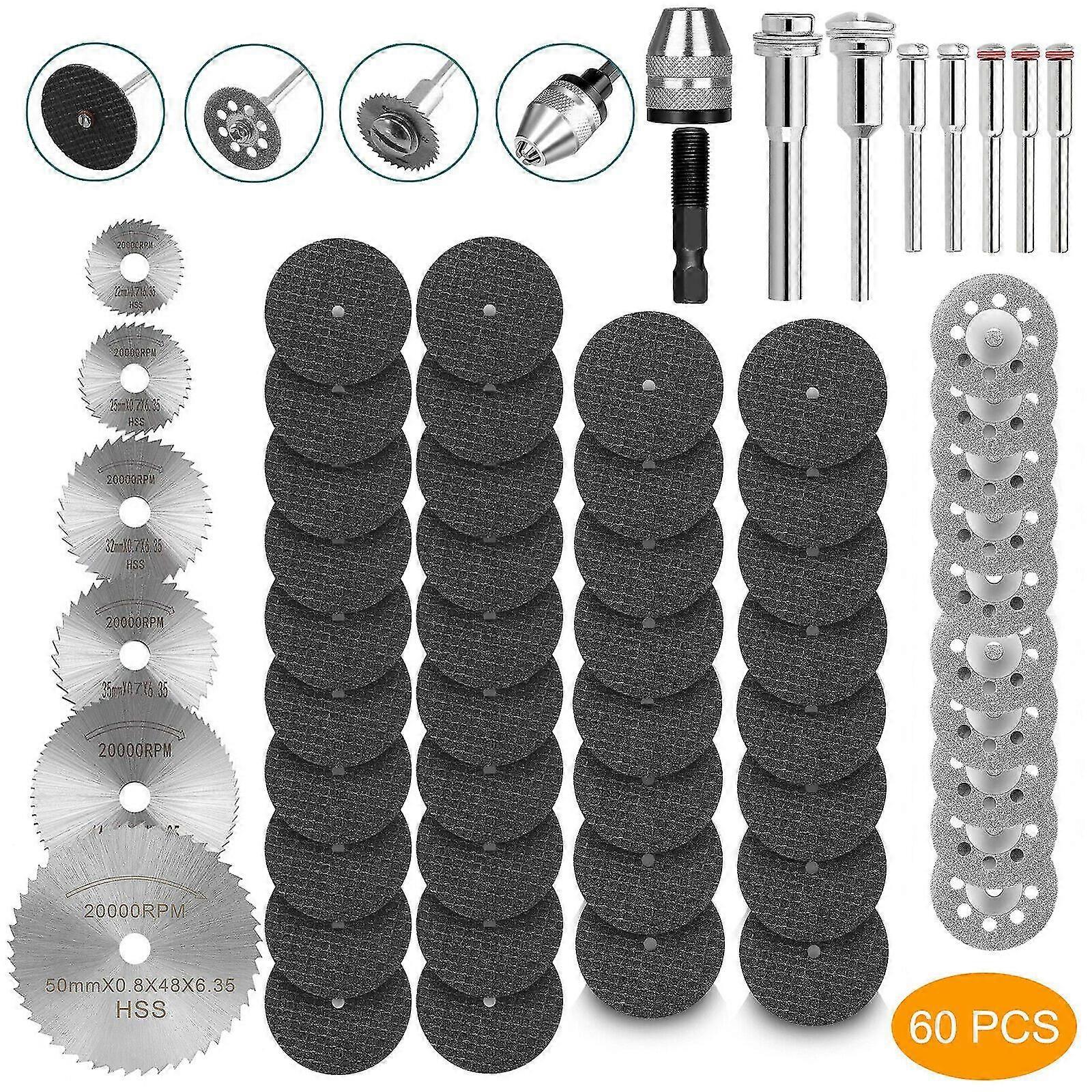 60 ρόδες κοπής διαμαντιών για το περιστροφικό εργαλείο Dremel πεθαίνουν το μέταλλο που κόβεται το δίσκο
