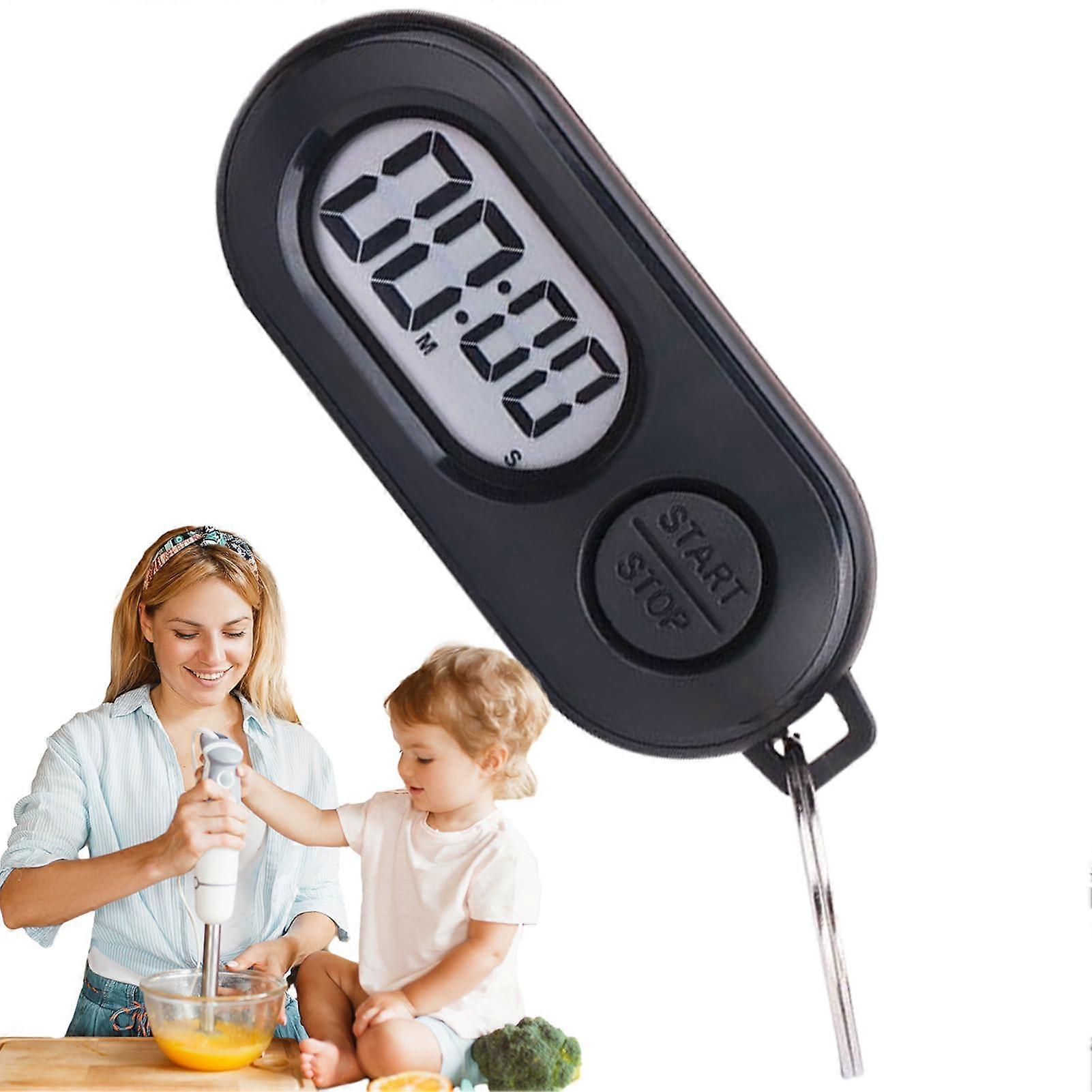 Stop Timer Keychain, PocketSize Digital Countdown Clock For Cooking, Training, Shower, Studying  Black