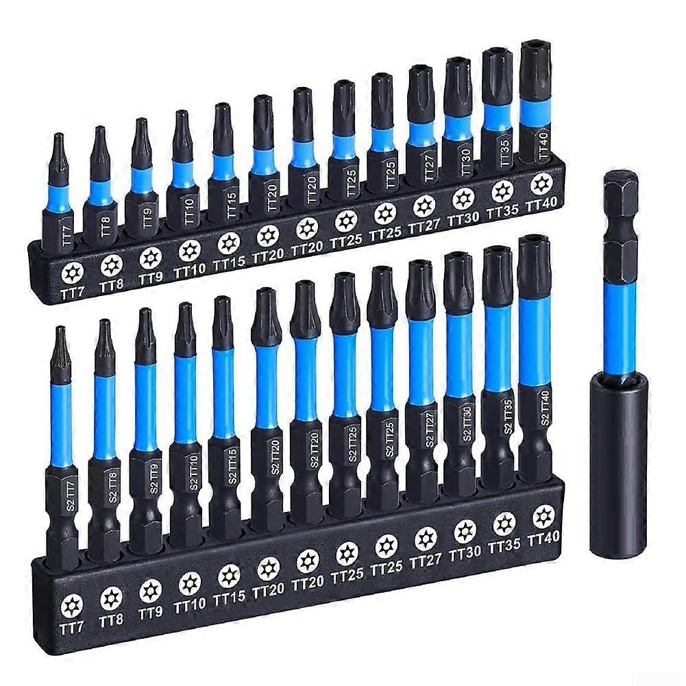 Torx Bit Set 21Piece, Alloy Steel With Hardened Core, Magnetic Holder, Impact Driver Compatible, Storage Case