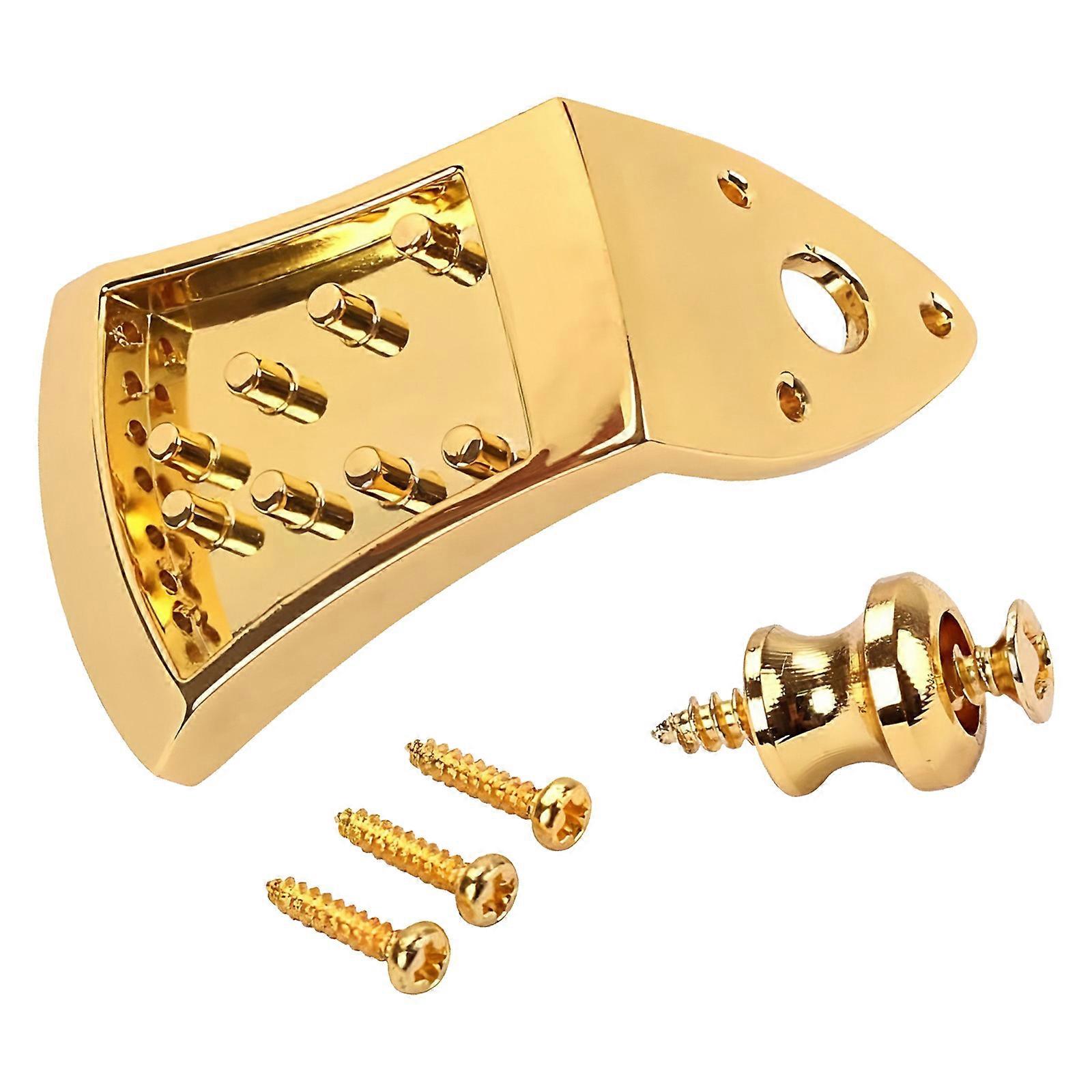 Polished Metal Mandolin Bridge Eight String Tailpiece For Precise String Alignment And Acoustic Resonance Multicolor
