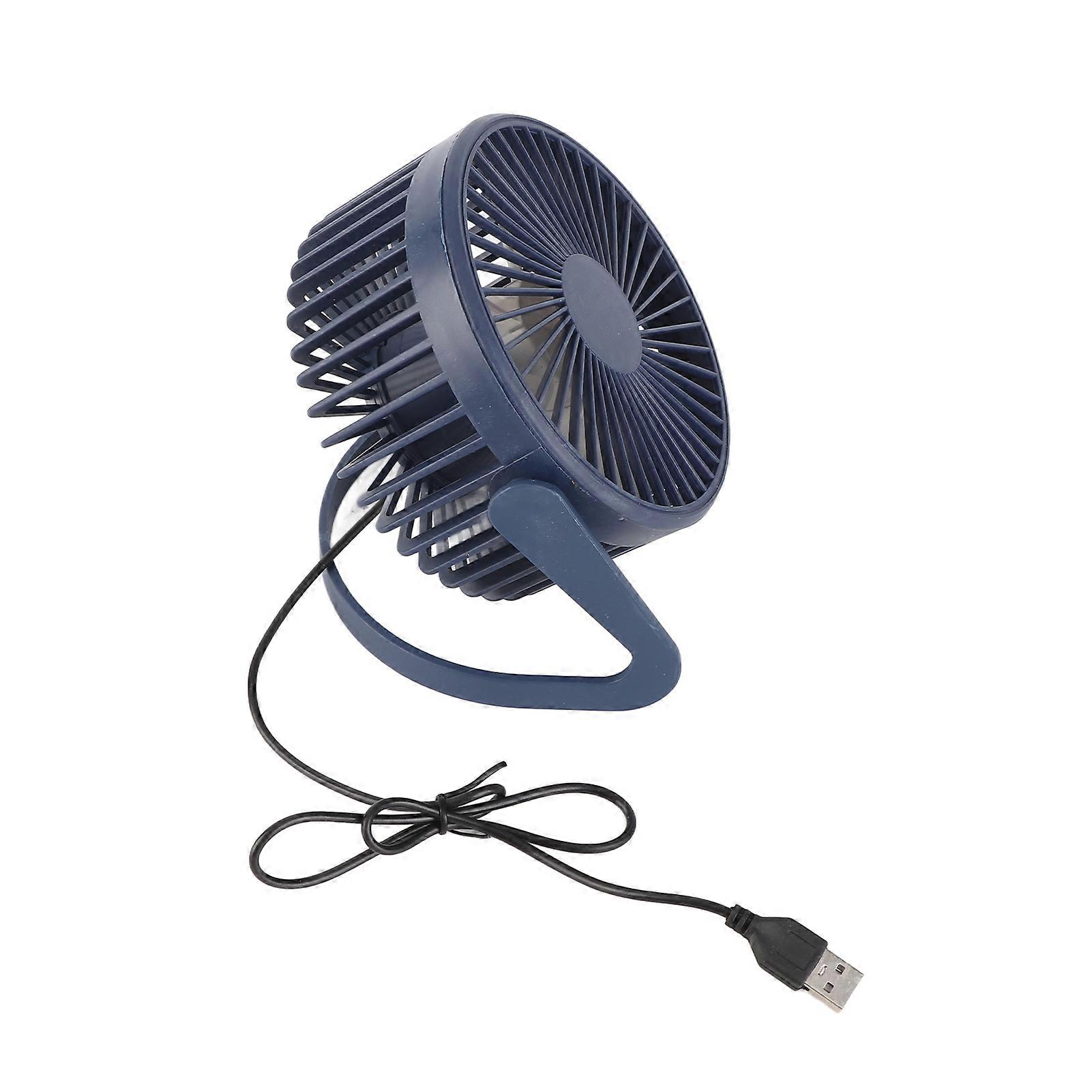Mini Desk Fan 360 Degree Rotation Low Noise Brushless Motor USB Powered Portable Small Table Fan for Home Desktop Office Travel Dark Blue