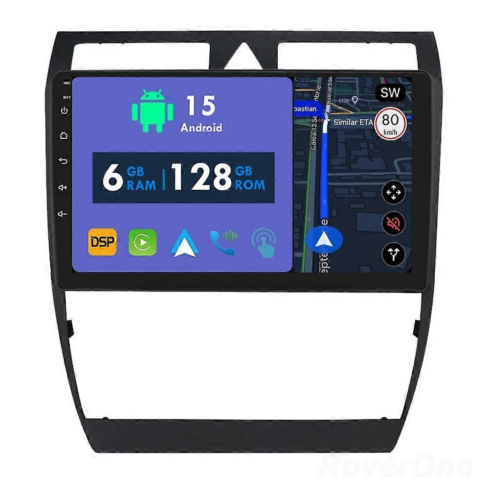 RoverOne Car Stereo Radio Bluetooth CarPlay Android Auto GPS Sat Nav Touch Screen for A6 C5 1997 - 2004 S6 2 1999 - 2004 RS6 1 2002 - 2006