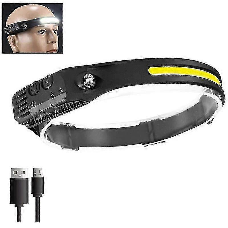 New Led Xpg+cob Sensor Headlight Zoom Floodlight Headlamp Dual Light Source Type-c Rechargeable Work Light Outdoor Fishing