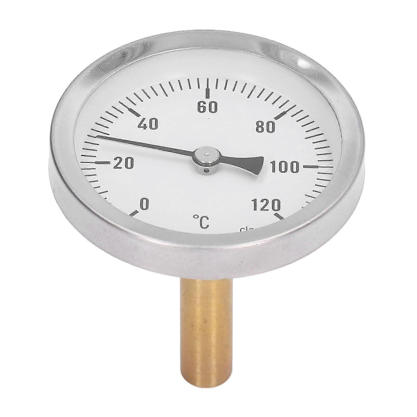 63mm Horizontal Aluminium Bimetal Thermometer for Oven Grill 0-120C Temperature Gauge Accurate Reading Durable Design Easy Installatio