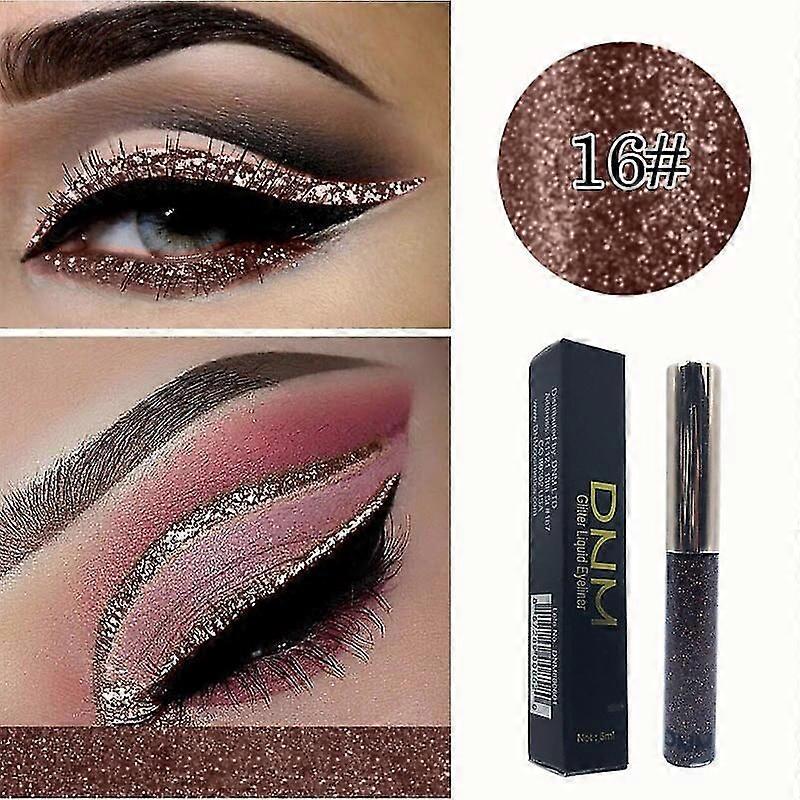 Dnm 16 Color Glitter Liquid Eyeliner Pearlescent Sequins Bright Eye Shadow Shiny Long Lasting Waterproof Eyeshadow Makeup Tslm1