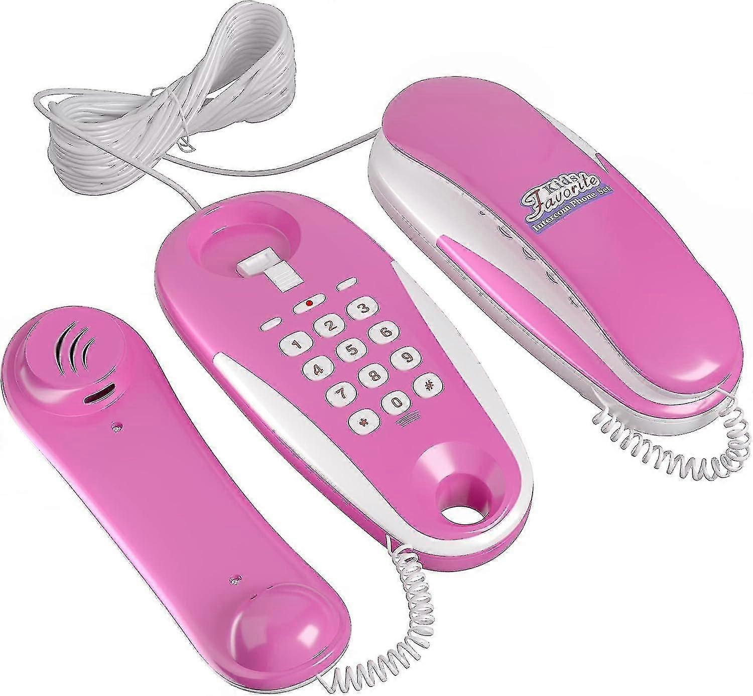 子供は電話、本物の呼び出し音がするインターホン玩具、ごっこ遊び電話、子供との23フィートの超長距離電話回線からチャットと学習、幼児D