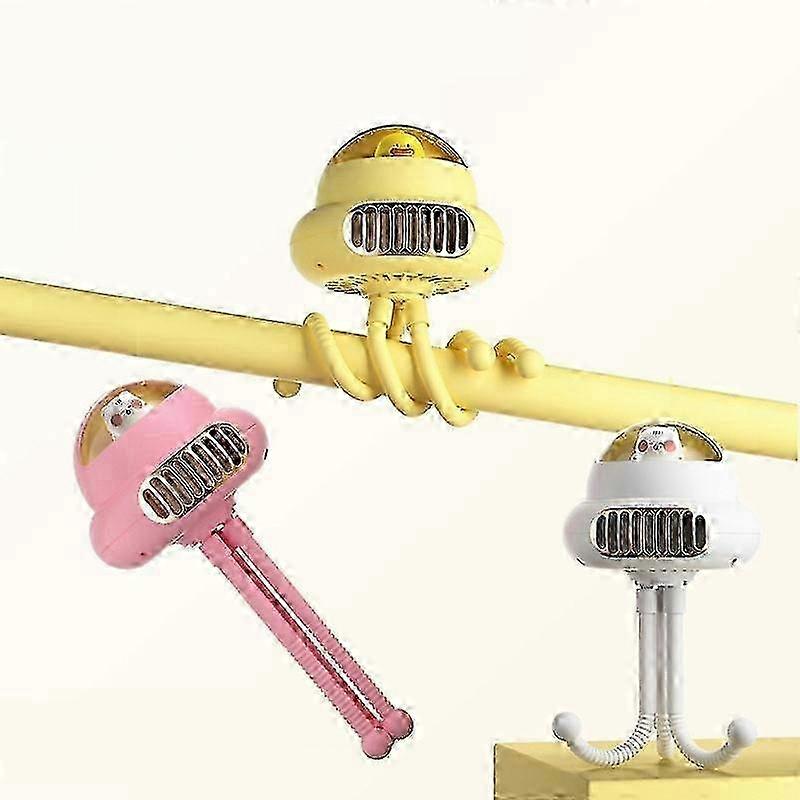 Stroller Portable Multi-Function Silent Octopus Bladeless Fan Yellow