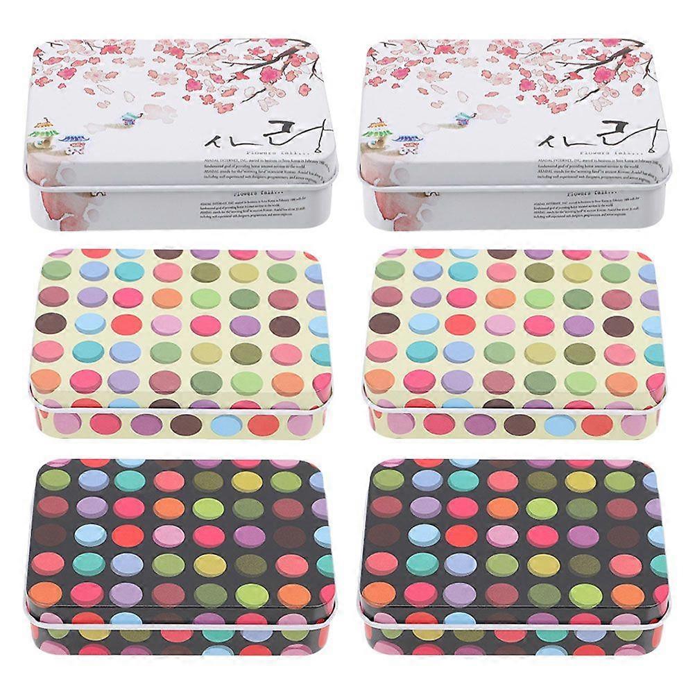 6pcs Small Tinplate Box Metal Sweets Packing Box Portable Storage Box Empty Box with Lid