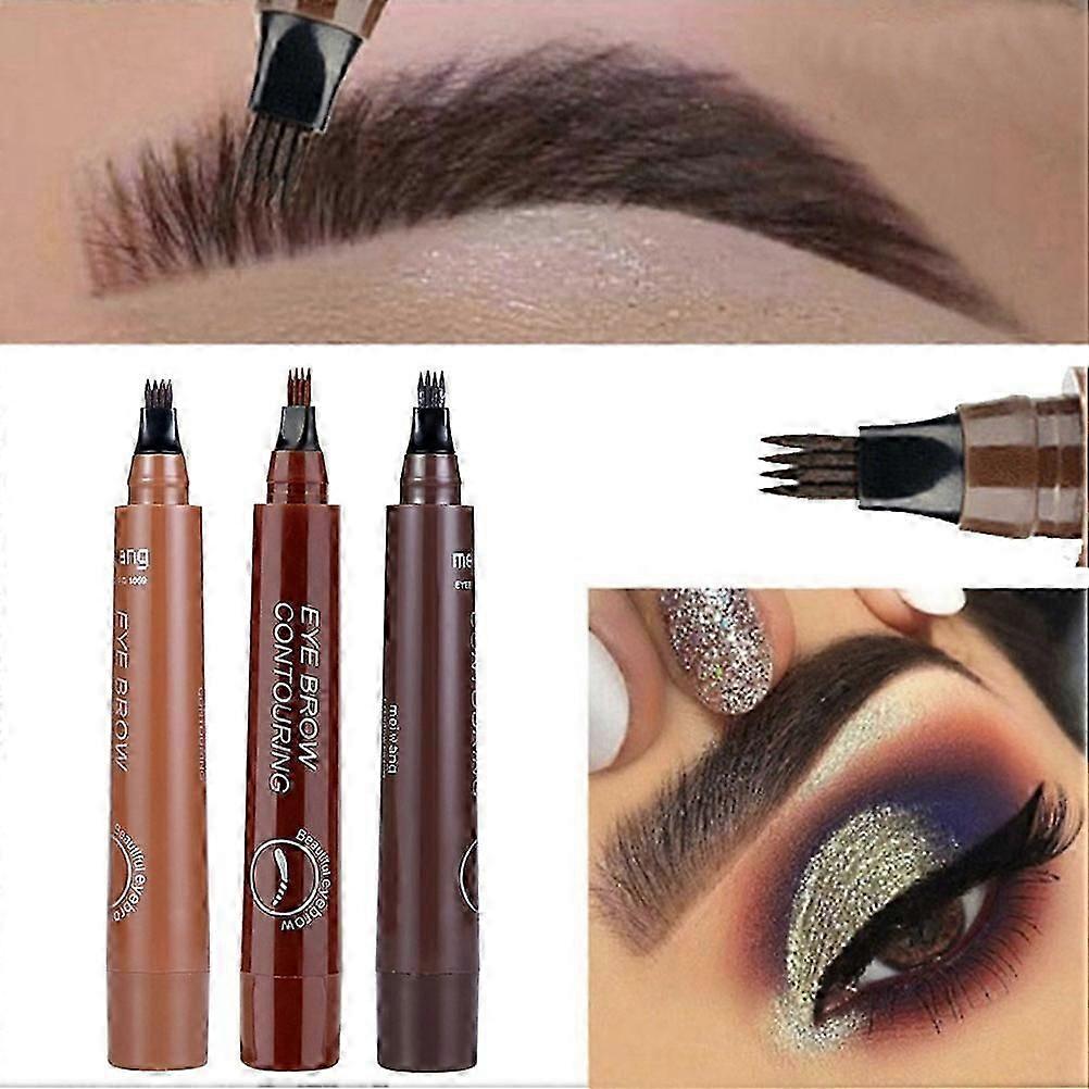 3Pcs Eyebrow Pencil Microblading Eyebrow Pencil with 4 Fork Tips Waterproof Long Lasting Eyebrow Pencil