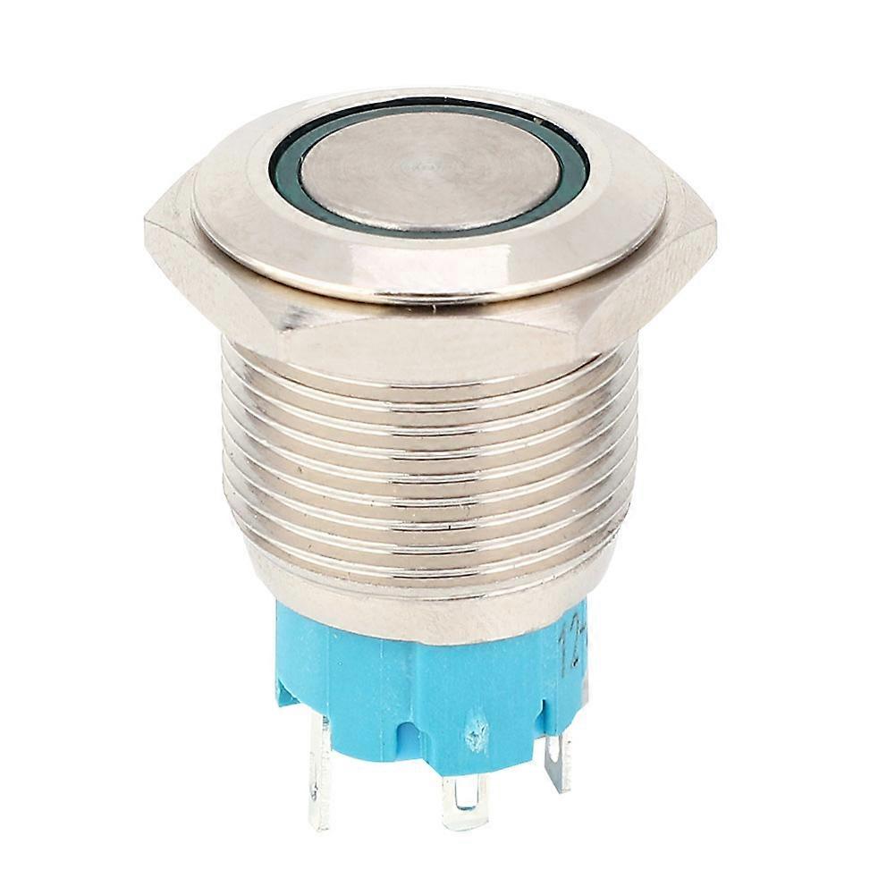 2pcs 12~24VDC Push Button Switch 16mm Self-Locking Metal Button Switch with LightGreen