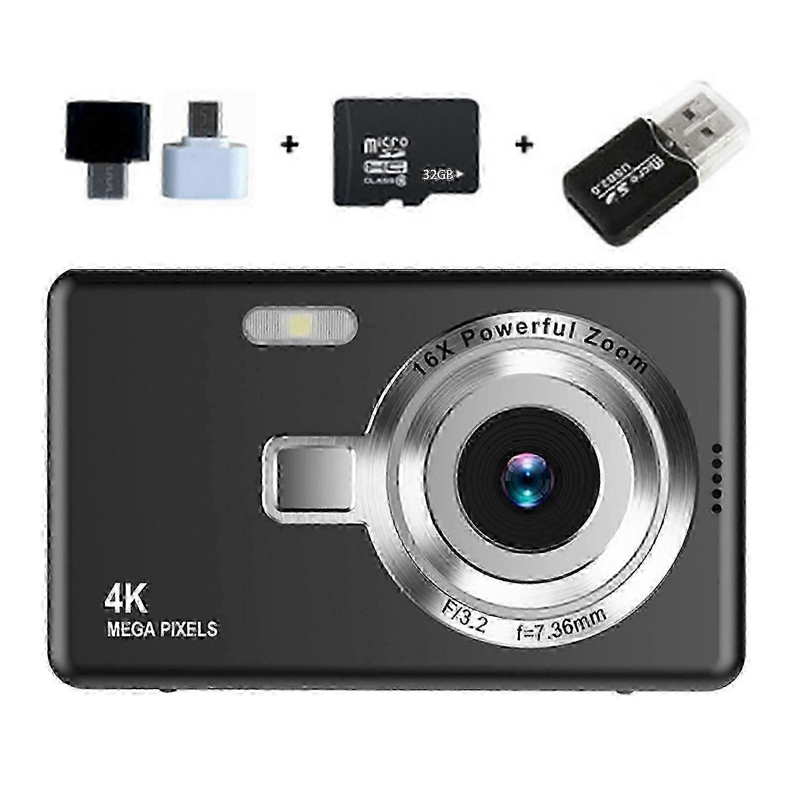 novice Friendly 4K Digital Camera with 16x Zoom Compact Photography for Birthday Gifts