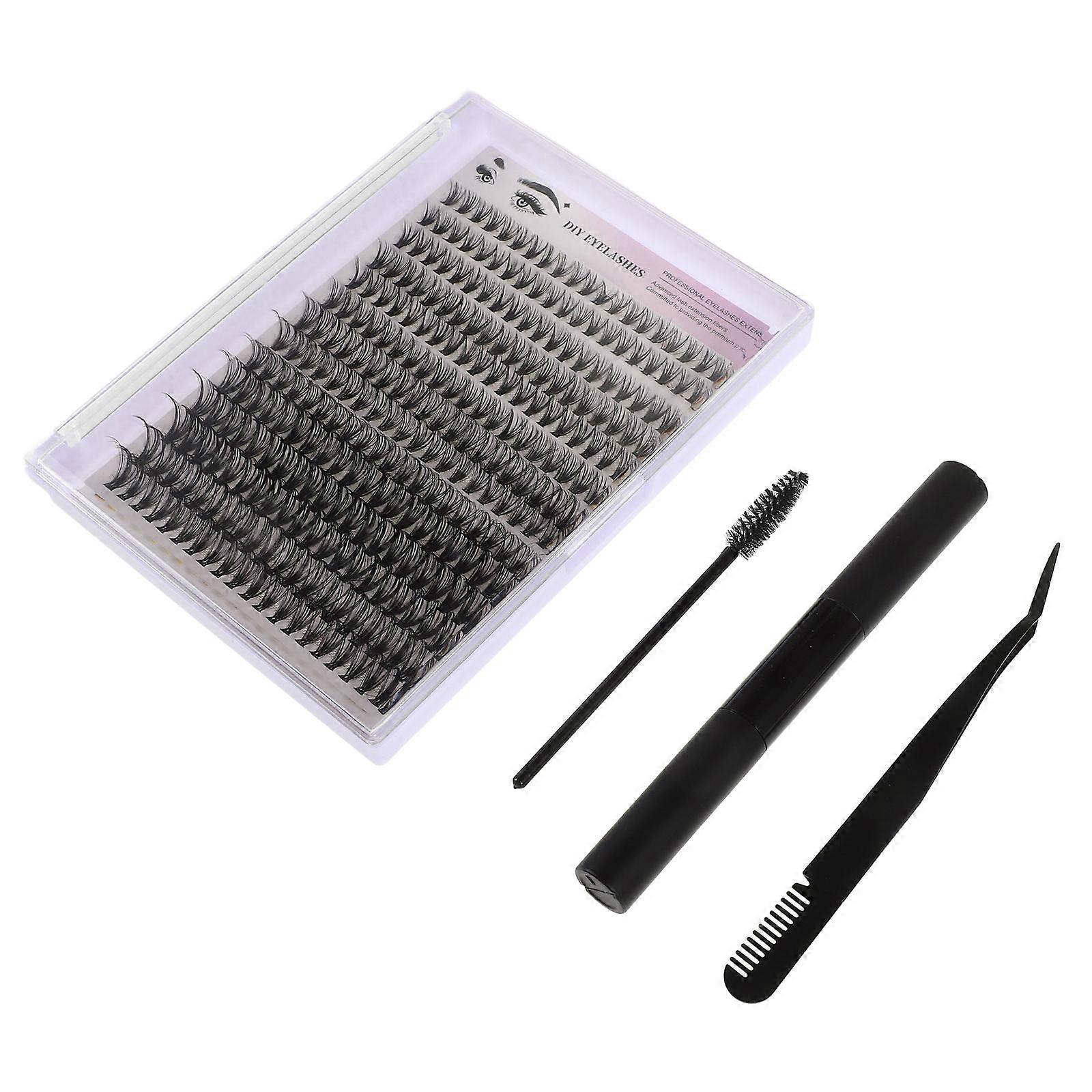 1 Sets DIY Eyelash Kits, Eyelash Extensions Tools Individual Lash Clusters with Eyelash Glue Remover Curved Tip Eyelash Tweezers with Combs Eyelash Br