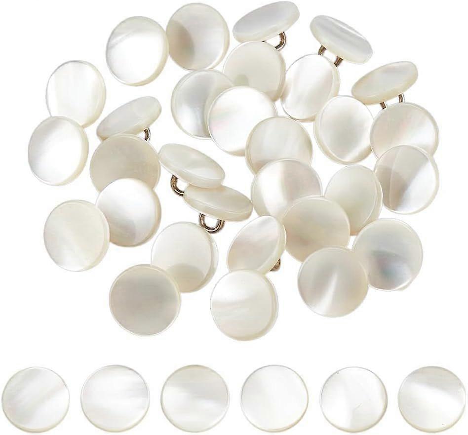 30Pcs Shell Shank Buttons 11mm White Shank Button Mother of Pearl Buttons with Shank Natural Pearl MOP Buttons Shirt Shell Buttons for Costumes Sewing