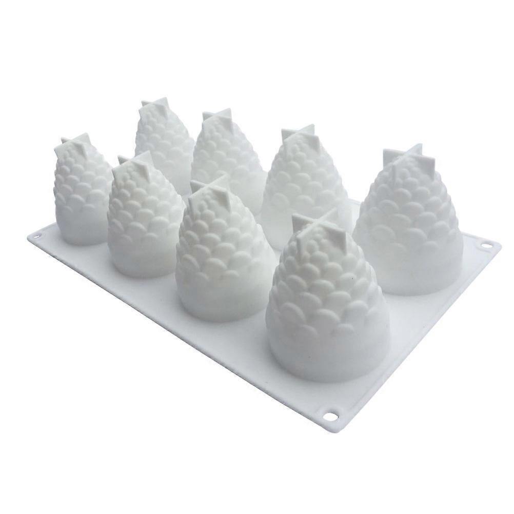 Pine Cone Silicone Mold Baking Tools for Cake Mousse 8 Cavity White