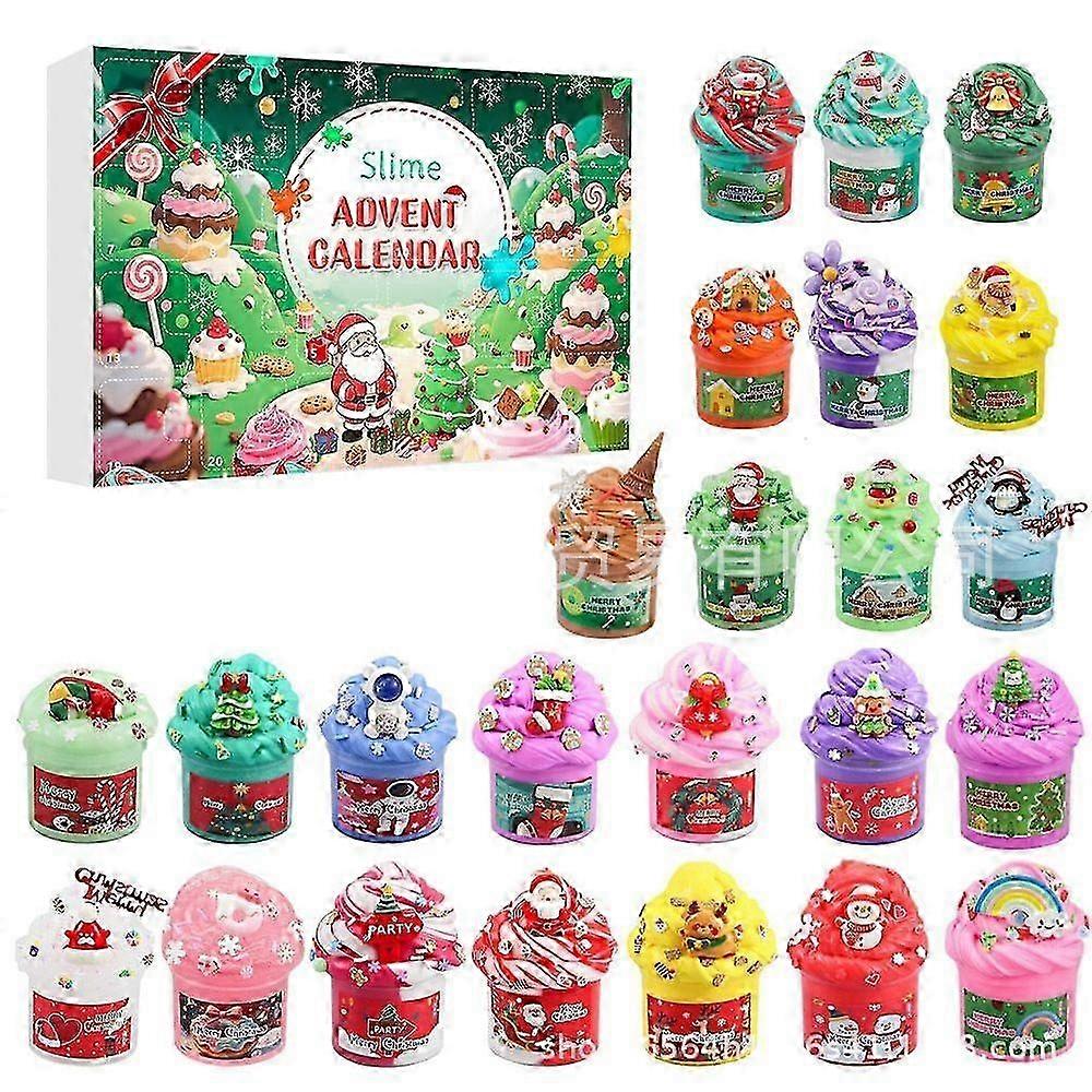 Slime Advent Calendar 2025, 24 Days Christmas Countdown Calendar with 24 Slimes Christmas 2D Acrylic