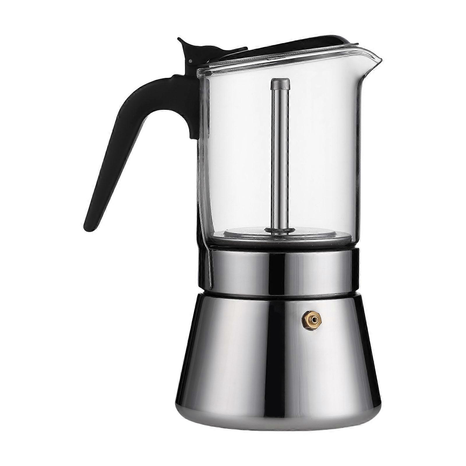 Induction Safe Espresso Maker Portable Borosilicate Glass Chamber Mokas Pot Coffee Machine with Heat Resistant Handle Multicolor