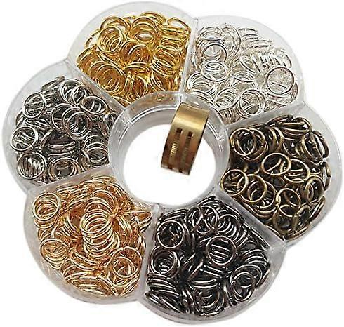 Chenkou Craft 1 Box 6 Colors 900 Open Jump Rings and Rings Jewelry Keychain Making 1 Jump Ring Open/Close Tool and 1 Clear Box (9mm) 9mm