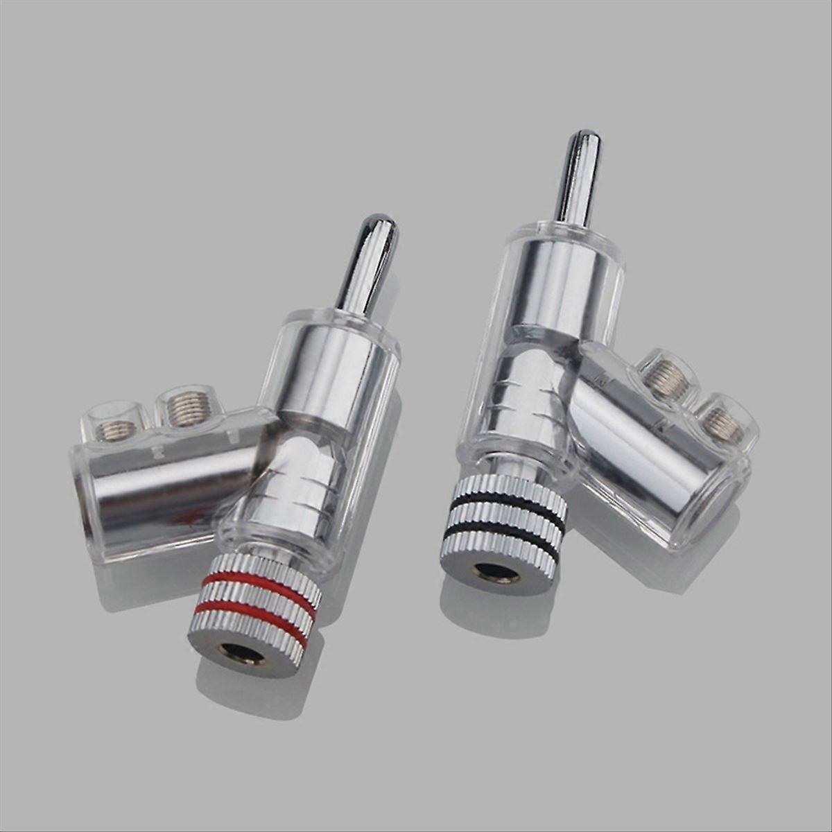 2Pcs Self-Locking Banana Plug Y-Shaped Adapter Gold Plated