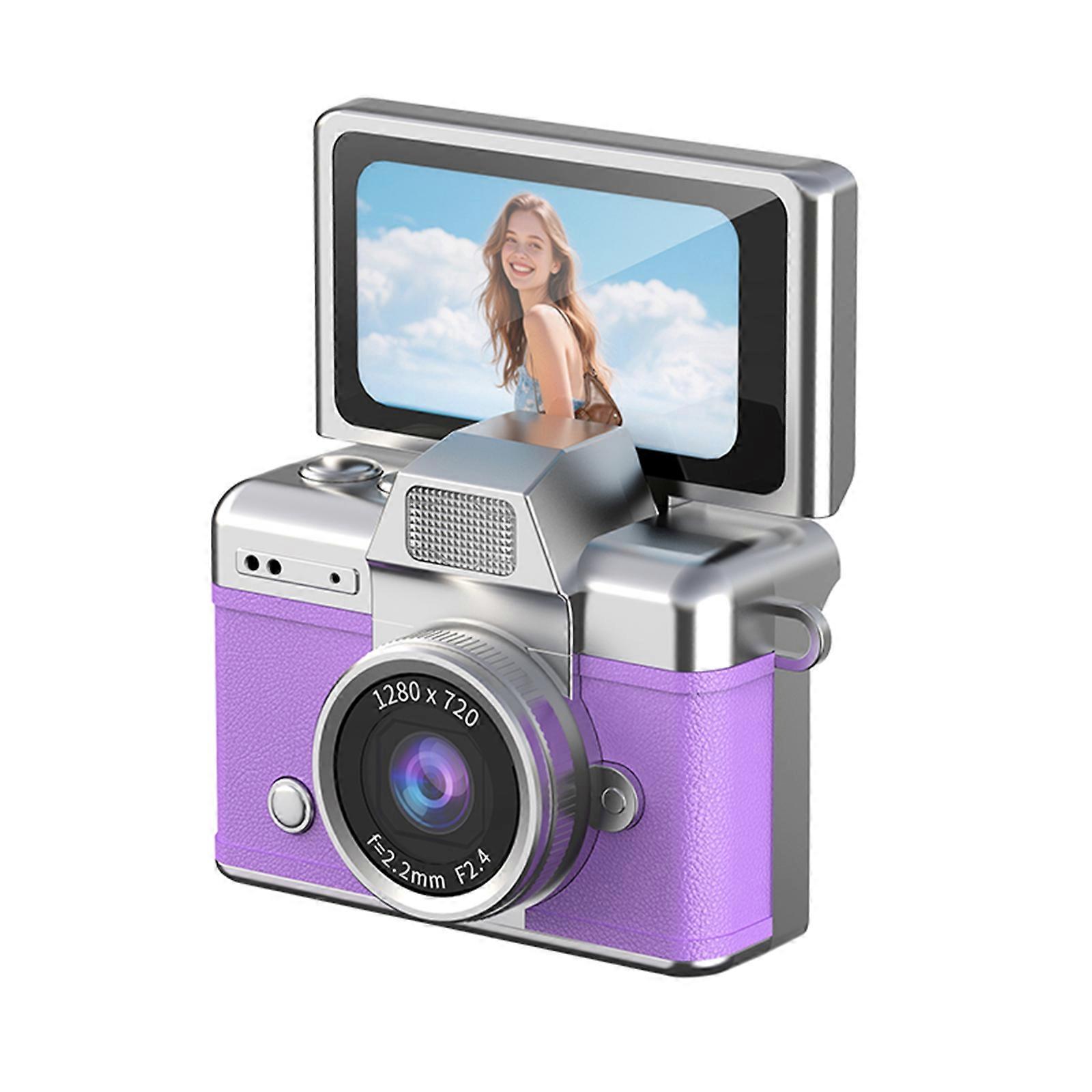 Easy to Use Flip Screen Digital Camera Retro Aesthetic Camcorder Featuring Art Filters for Beginner Photographers  Purple
