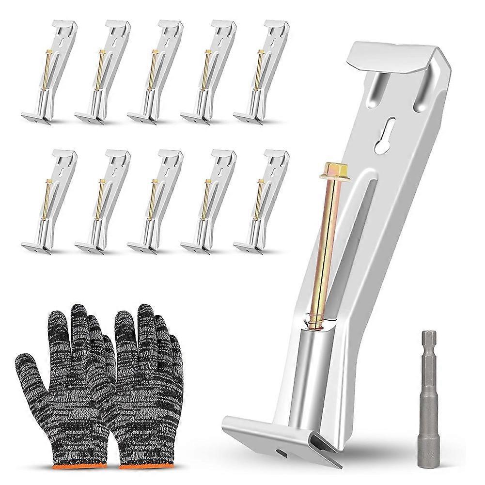 10-Pack Hidden Gutter Hooks with Rust-Proof Screws and Clips for 5 Inch K-Type Aluminum Gutters, Repair Sagging Gutters