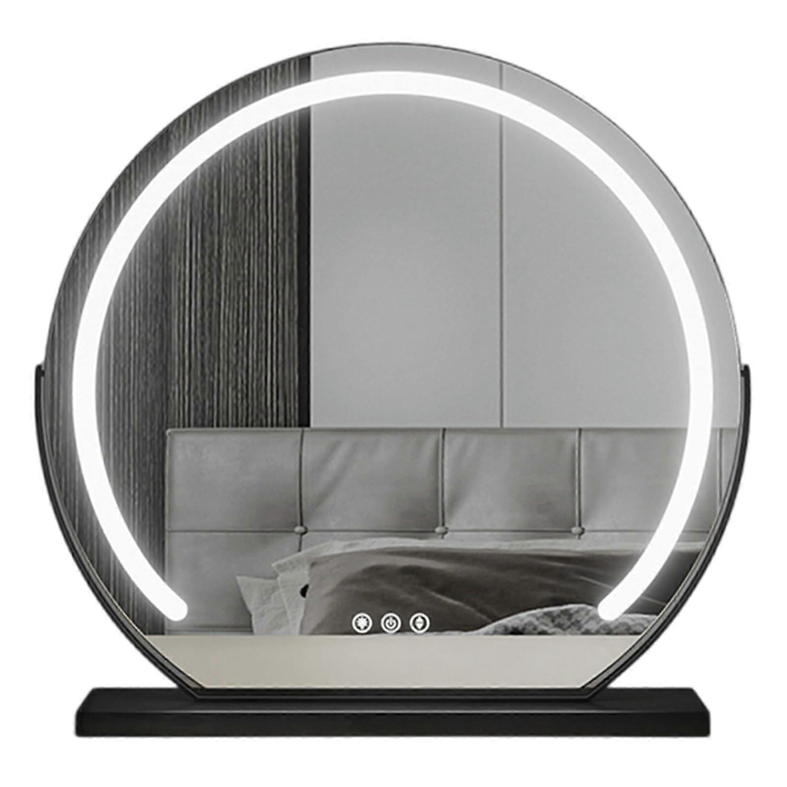 Large Lighted Makeup Mirror with Smart Touch, 3 Light Colors, 360° Rotation for Dressing Table