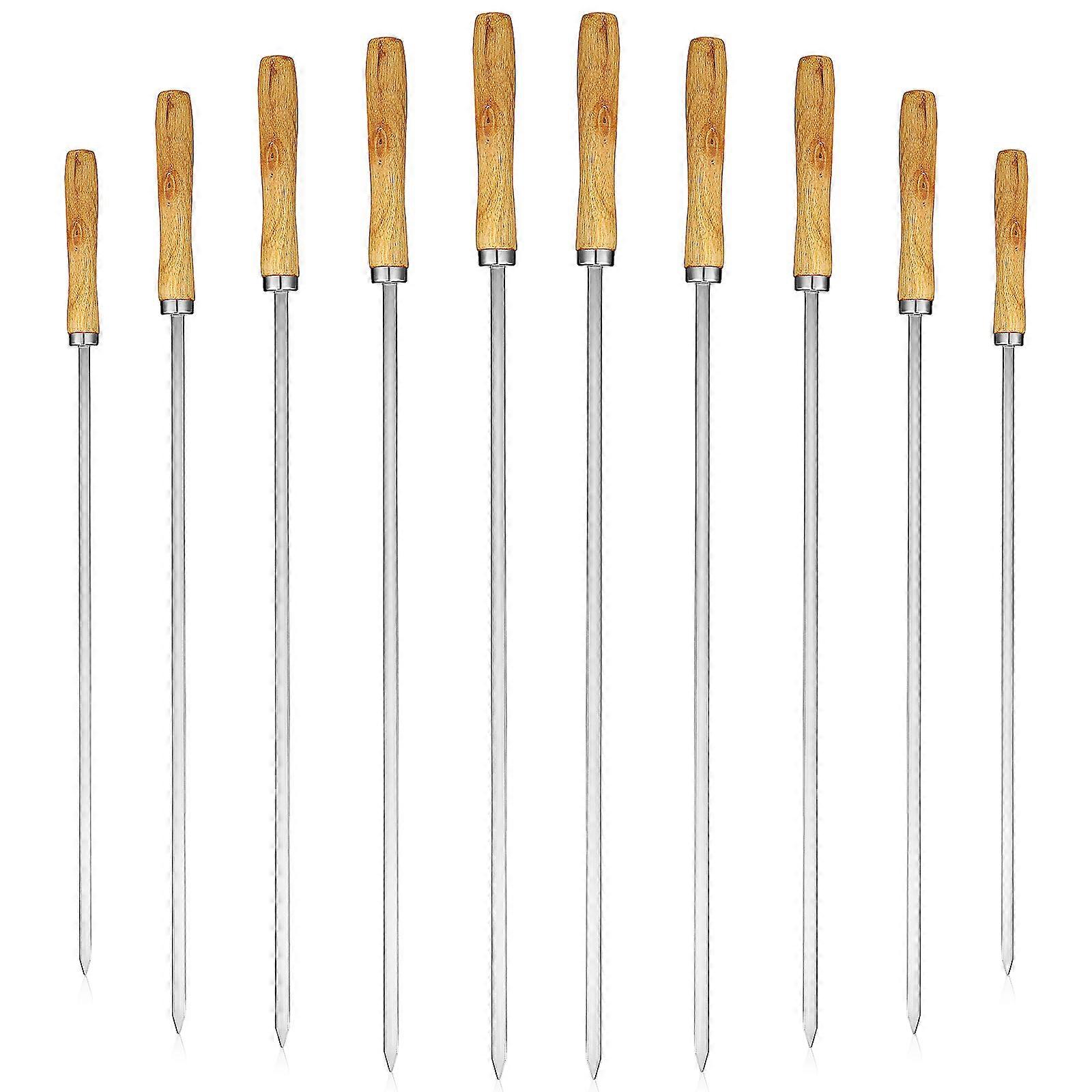 10 Pcs Flat Skewers Barbecue Skewers Barbecue Roasting Sticks for Outdoor Campfire