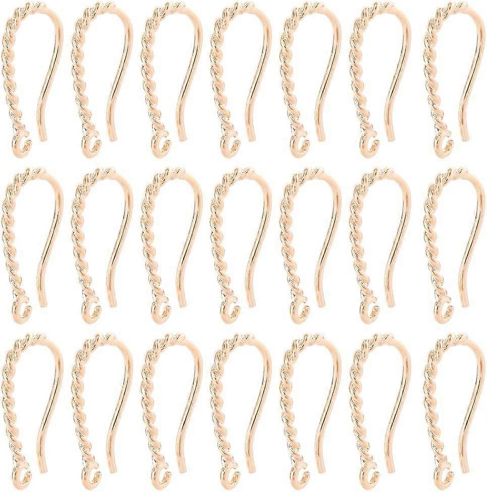 1 Box 15 Pairs Real 14K Gold Plated Earring Hooks Fish Ear Hooks Metal French Ear Wires with Fishhook Loop Findings for Jewelry Accessories DIY Dangle