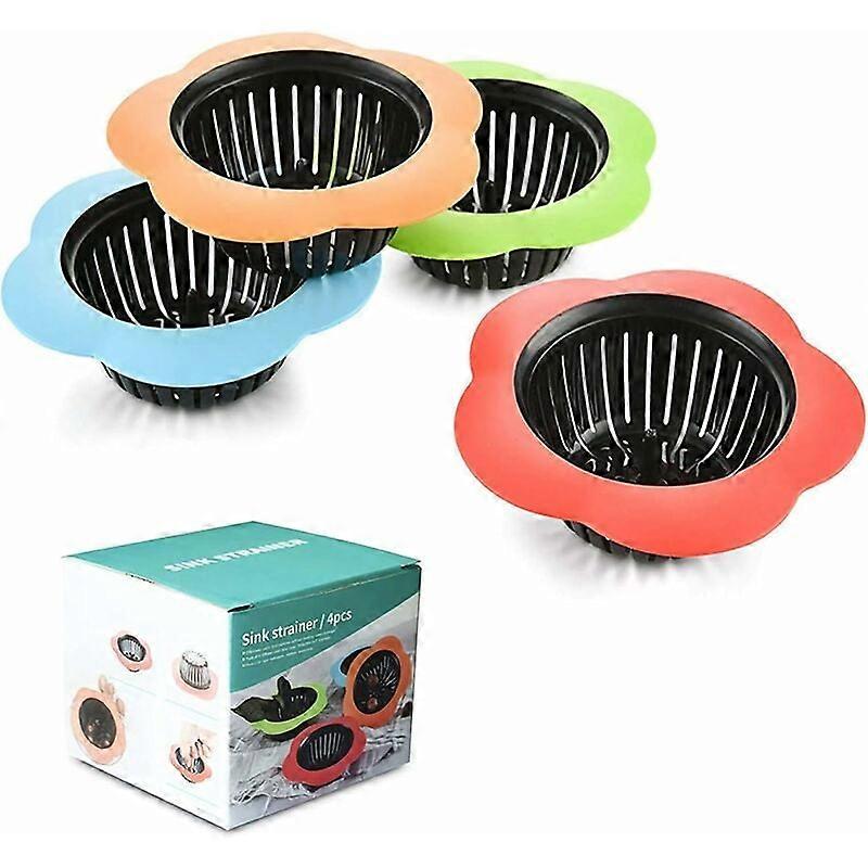 Silicone Kitchen Sink Strainer Easy Clean Plastic Sink Strainer 4pc