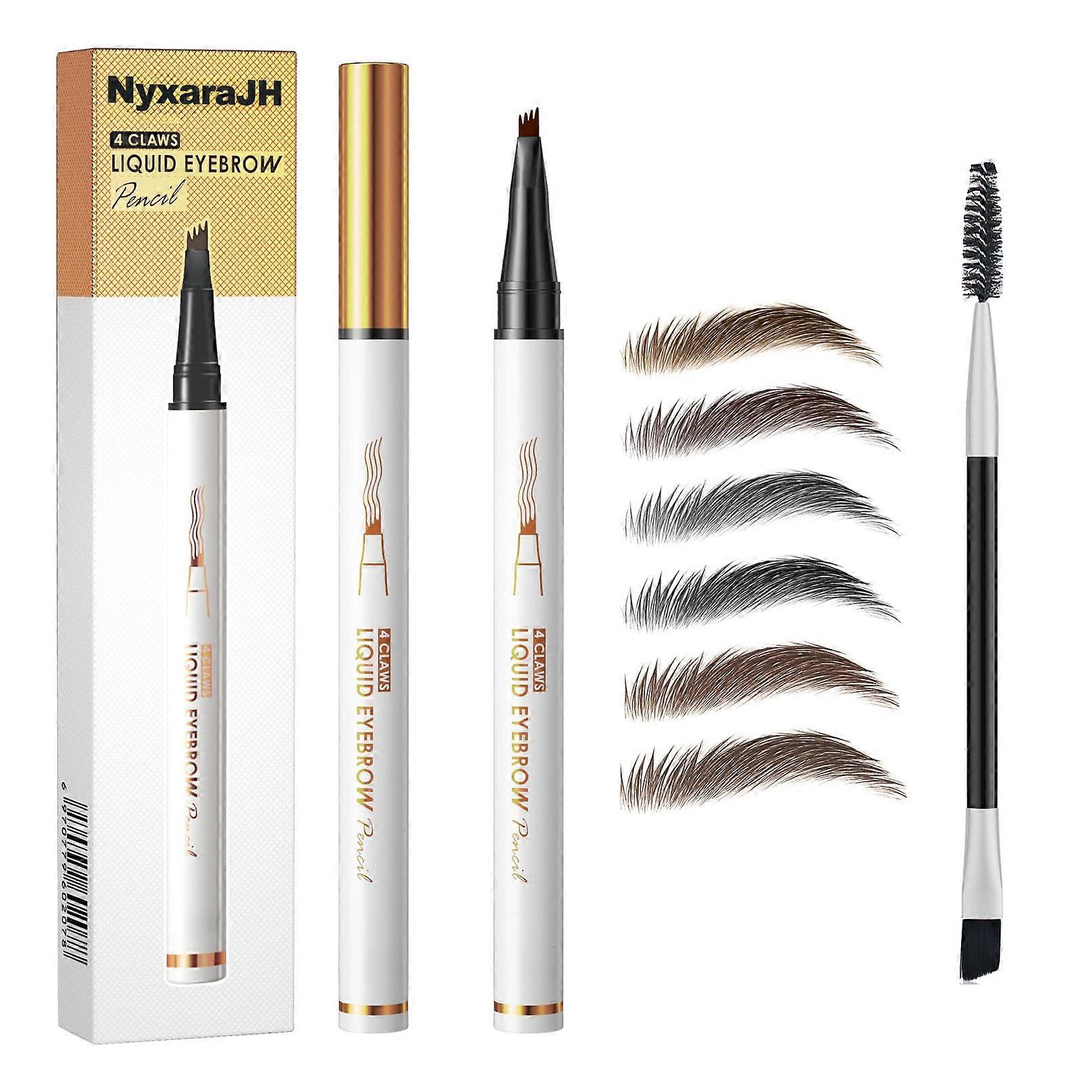 Waterproof 4 Claw Eyebrow Pencil Dark Coffee, LongLasting Microblading Effect, 6 Color Options